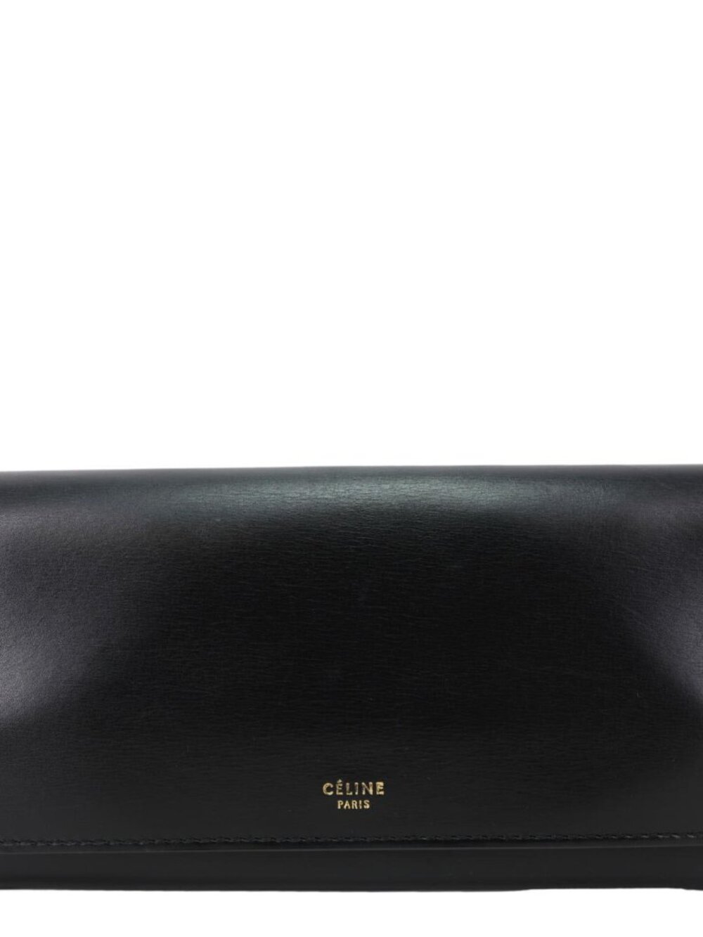 Celine  Logo Flap Large Leather Bifold Wallet Black